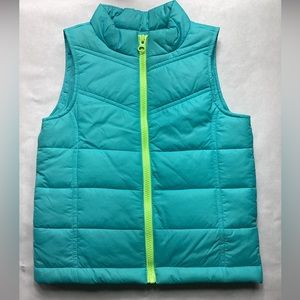 Jumping Beans Girls Vest Neon Zip Front Nylon Sz 4 Turquoise